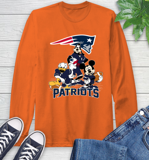 NFL New England Patriots Mickey Mouse Donald Duck Goofy Football Shirt Long Sleeve T-Shirt 4