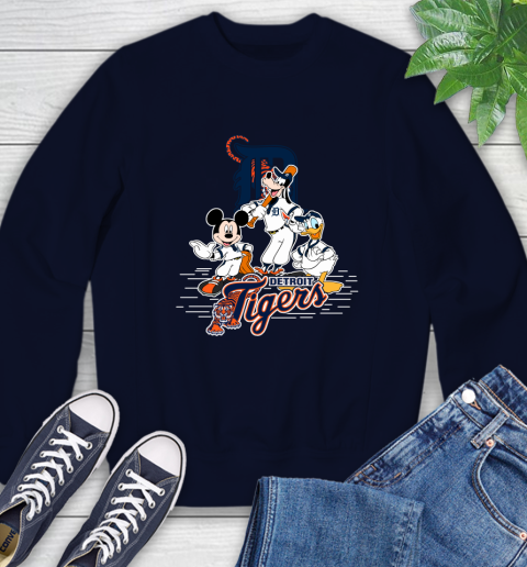 MLB Detroit Tigers Mickey Mouse Donald Duck Goofy Baseball T Shirt Sweatshirt 2