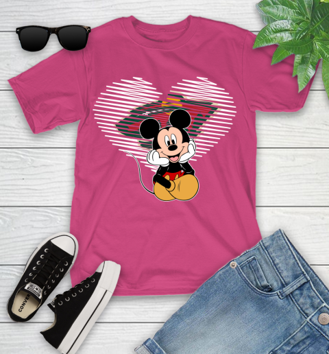 NHL Minnesota Wild The Heart Mickey Mouse Disney Hockey Youth T-Shirt 11
