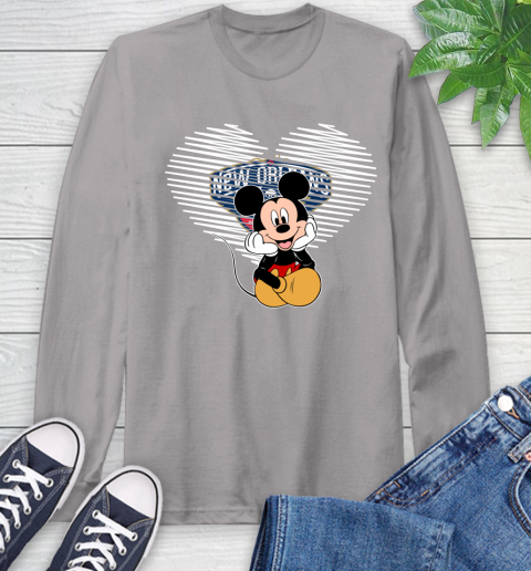 NBA New Orleans Pelicans The Heart Mickey Mouse Disney Basketball Long Sleeve T-Shirt 6