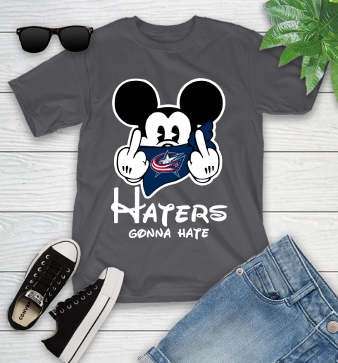 NHL Columbus Blue Jackets Haters Gonna Hate Mickey Mouse Disney Hockey T Shirt Youth T-Shirt 6
