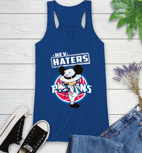 NBA Hey Haters Mickey Basketball Sports Detroit Pistons Racerback Tank 8