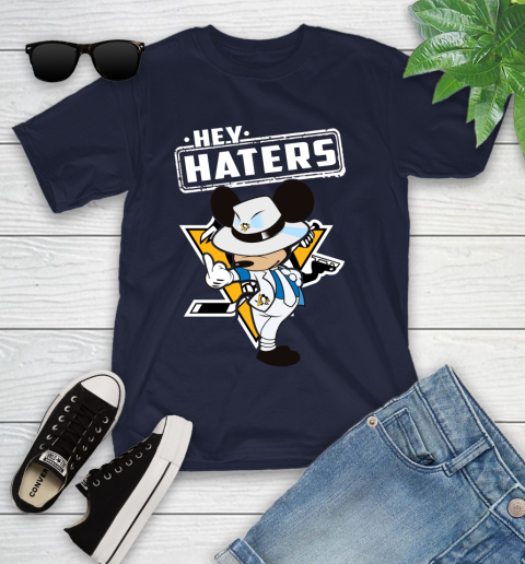NHL Hey Haters Mickey Hockey Sports Pittsburgh Penguins Youth T-Shirt 2