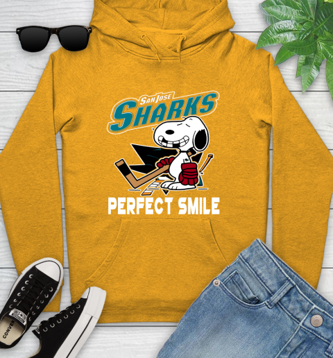 NHL San Jose Sharks Snoopy Perfect Smile The Peanuts Movie Hockey T Shirt Youth Hoodie 2