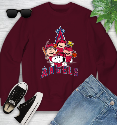 MLB Los Angeles Angels Snoopy Charlie Brown Woodstock The Peanuts Movie Baseball T Shirt_000 Youth Sweatshirt 4