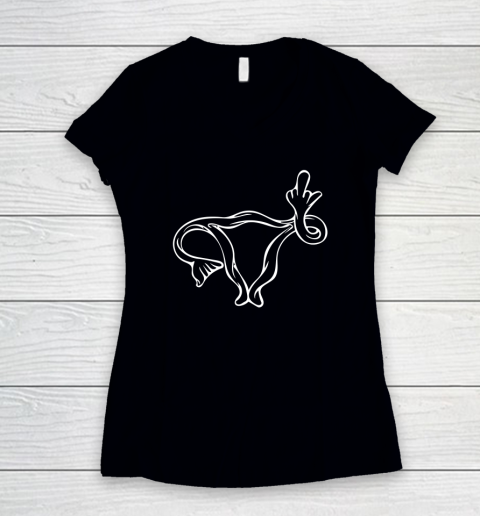 Middle Finger Uterus Women's V-Neck T-Shirt