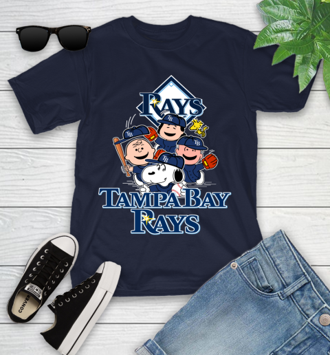 MLB Tampa Bay Rays Snoopy Charlie Brown Woodstock The Peanuts Movie Baseball T Shirt Youth T-Shirt 2