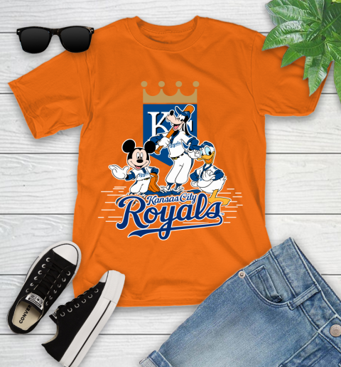 MLB Kansas City Royals Mickey Mouse Donald Duck Goofy Baseball T Shirt Youth T-Shirt 9