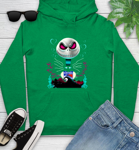 NHL New York Rangers Jack Skellington Sally The Nightmare Before Christmas Hockey Youth Hoodie 9