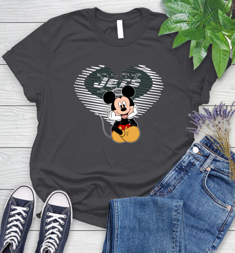 NFL New York Jets The Heart Mickey Mouse Disney Football T Shirt_000 Women's T-Shirt 8