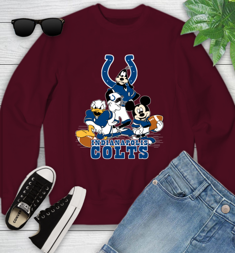NFL Indianapolis Colts Mickey Mouse Donald Duck Goofy Football Shirt Youth Sweatshirt 4