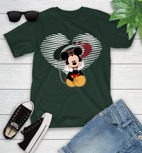 NHL Carolina Hurricanes The Heart Mickey Mouse Disney Hockey Youth T-Shirt 5