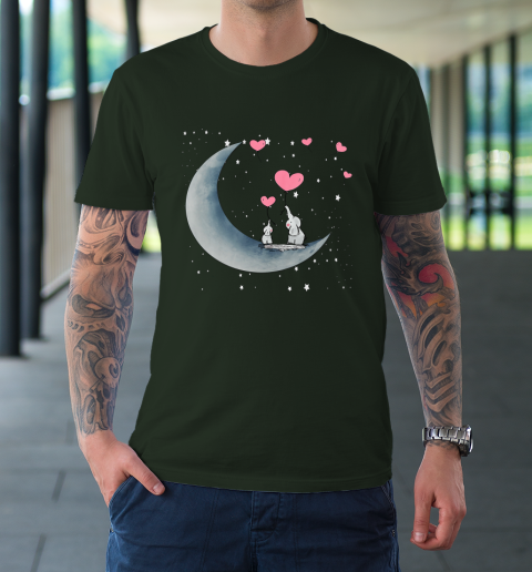 Heart Balloon Elephant Vintage Valentine Mom Crescent Moon T-Shirt 11