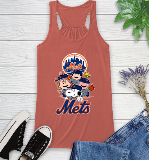 MLB New York Mets Snoopy Charlie Brown Woodstock The Peanuts Movie Baseball T Shirt Racerback Tank 3