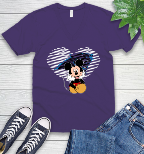 NFL Carolina Panthers The Heart Mickey Mouse Disney Football T Shirt_000 V-Neck T-Shirt 9