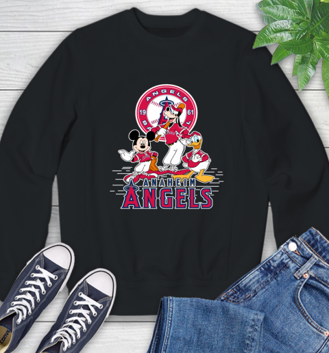 MLB Los Angeles Angels Mickey Mouse Donald Duck Goofy Baseball T Shirt Sweatshirt
