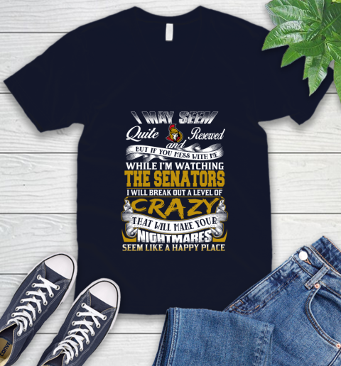 Ottawa Senators NHL Hockey Don't Mess With Me While I'm Watching My Team V-Neck T-Shirt 2