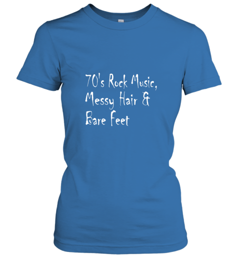 70_s Rock Music Messy Hair And Bare Feet Tshirt Women T-Shirt - Ateelove