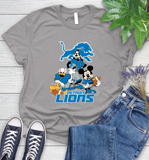 NFL Detroit Lions Mickey Mouse Donald Duck Goofy Football Shirt Women's T-Shirt 5