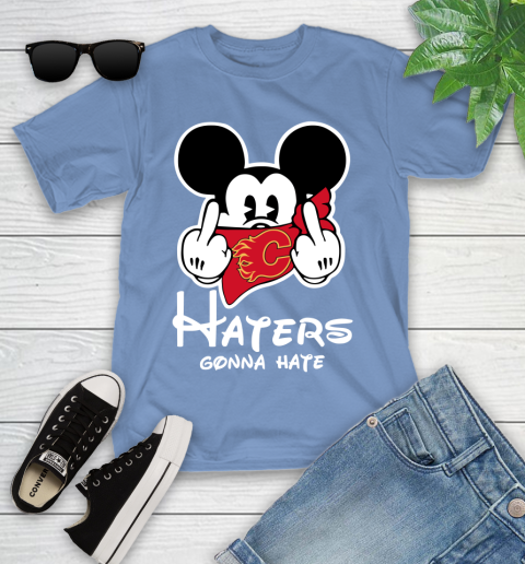NHL Calgary Flames Haters Gonna Hate Mickey Mouse Disney Hockey T Shirt Youth T-Shirt 15
