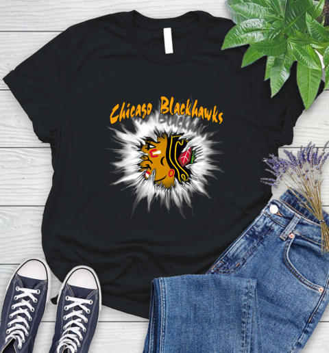 Chicago Blackhawks NHL Hockey Adoring Fan Rip Sports Women's T-Shirt