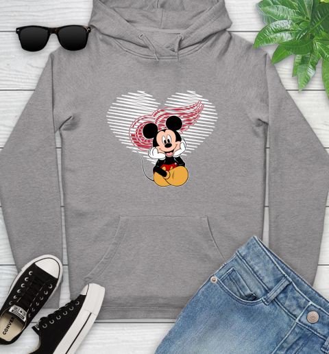 NHL Detroit Red Wings The Heart Mickey Mouse Disney Hockey Youth Hoodie 6