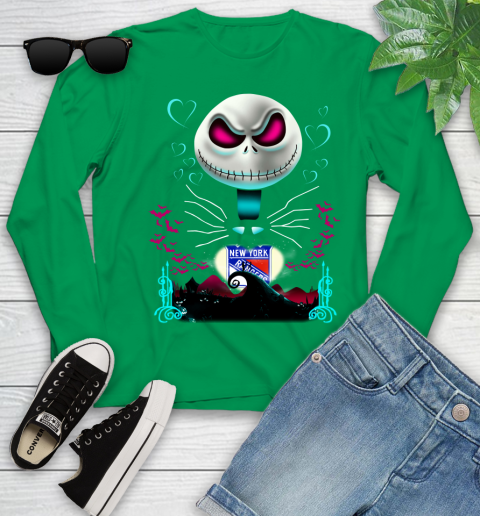 NHL New York Rangers Jack Skellington Sally The Nightmare Before Christmas Hockey Youth Long Sleeve 7