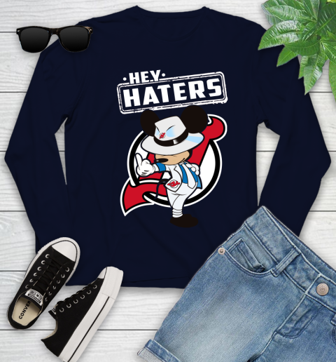 NHL Hey Haters Mickey Hockey Sports New Jersey Devils Youth Long Sleeve 2