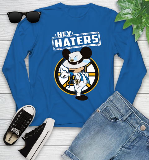 NHL Hey Haters Mickey Hockey Sports Boston Bruins Youth Long Sleeve 10