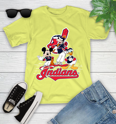 MLB Cleveland Indians Mickey Mouse Donald Duck Goofy Baseball T Shirt Youth T-Shirt 10
