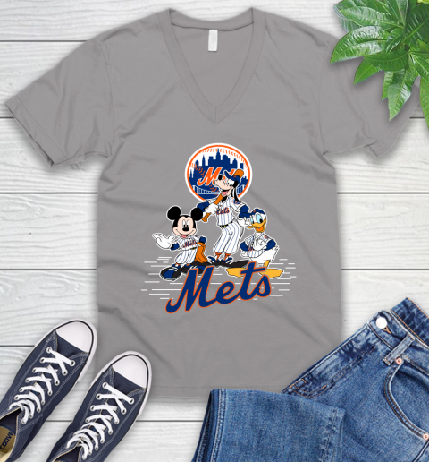 MLB New York Mets Mickey Mouse Donald Duck Goofy Baseball T Shirt V-Neck T-Shirt 3