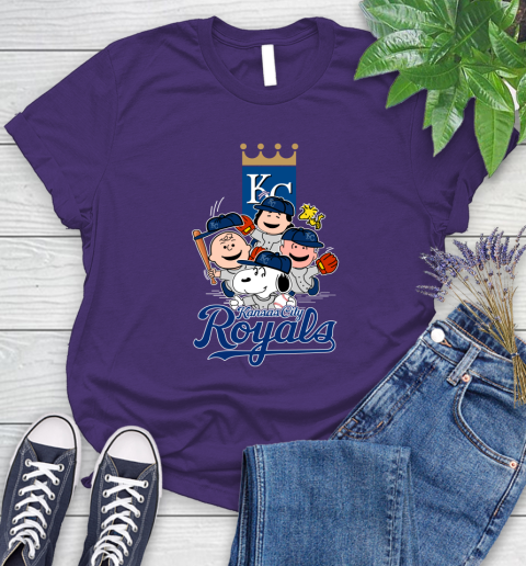 MLB Kansas City Royals Snoopy Charlie Brown Woodstock The Peanuts Movie Baseball T Shirt_000 Women's T-Shirt 4