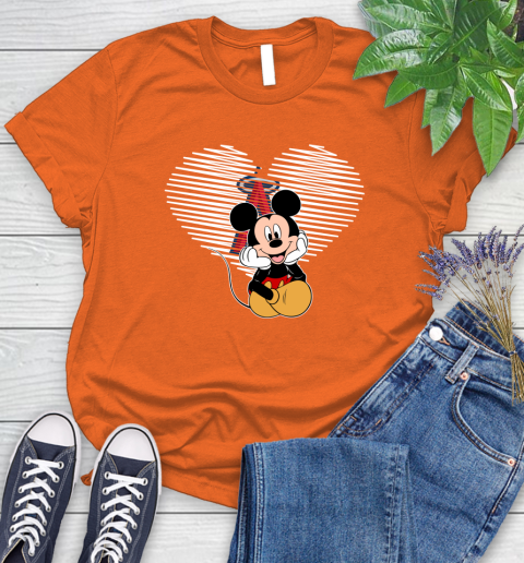 MLB Los Angeles Angels The Heart Mickey Mouse Disney Baseball T Shirt_000 Women's T-Shirt 3