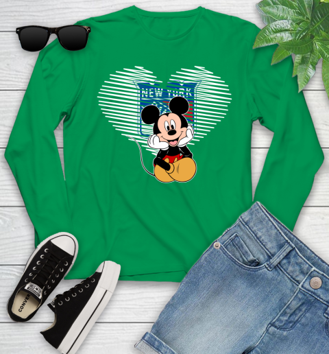 NHL New York Rangers The Heart Mickey Mouse Disney Hockey Youth Long Sleeve 7