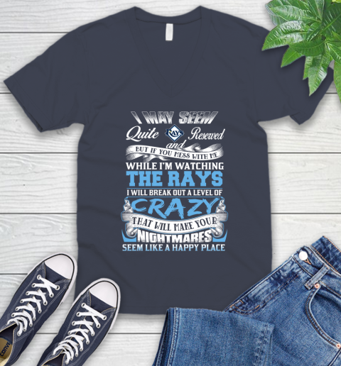 Tampa Bay Rays MLB Baseball Don't Mess With Me While I'm Watching My Team V-Neck T-Shirt 8