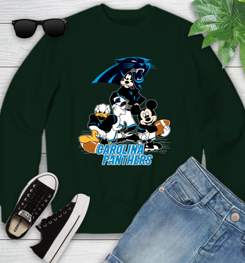 NFL Carolina Panthers Mickey Mouse Donald Duck Goofy Football Shirt Youth Sweatshirt 9