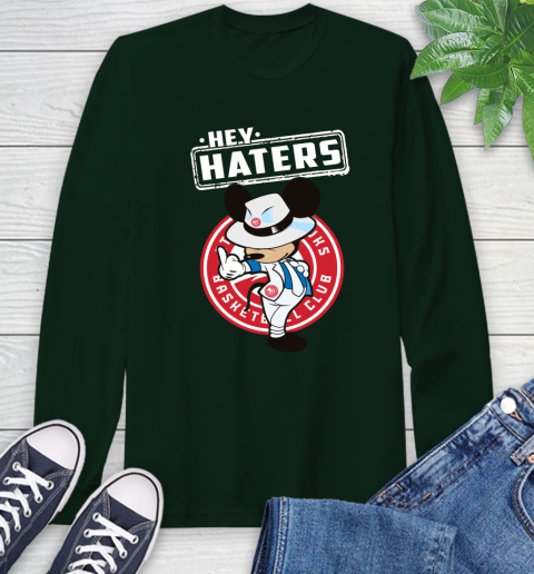 NBA Hey Haters Mickey Basketball Sports Atlanta Hawks Long Sleeve T-Shirt 7