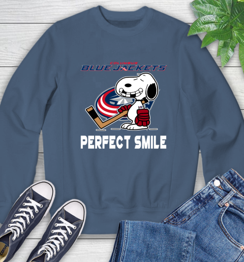 NHL Columbus Blue Jackets Snoopy Perfect Smile The Peanuts Movie Hockey T Shirt Sweatshirt 8