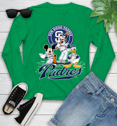 MLB San Diego Padres Mickey Mouse Donald Duck Goofy Baseball T Shirt Youth Long Sleeve 7