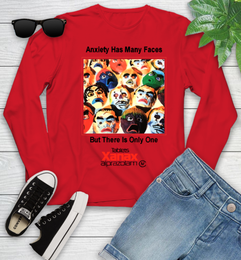 Anxiety Has Many Faces Xanax Promotional Shirt Youth Long Sleeve 8