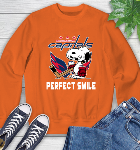 NHL Washington Capitals Snoopy Perfect Smile The Peanuts Movie Hockey T Shirt Sweatshirt 3
