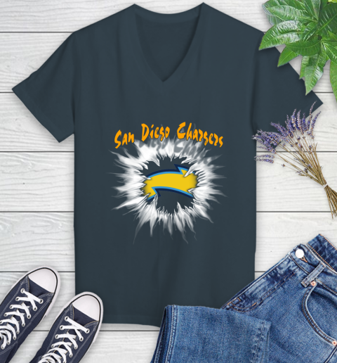 San Diego Chargers NFL Football Adoring Fan Rip Sports Women's V-Neck T-Shirt 8