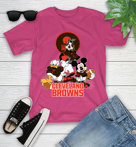NFL Cleveland Browns Mickey Mouse Donald Duck Goofy Football Shirt Youth T-Shirt 11