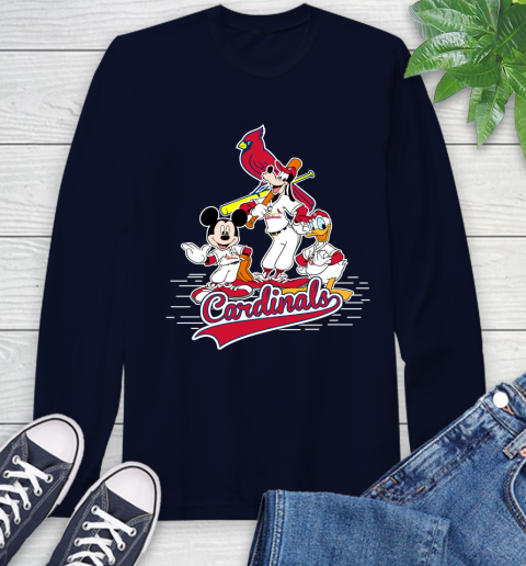 MLB St.Louis Cardinals Mickey Mouse Donald Duck Goofy Baseball T Shirt Long Sleeve T-Shirt 3