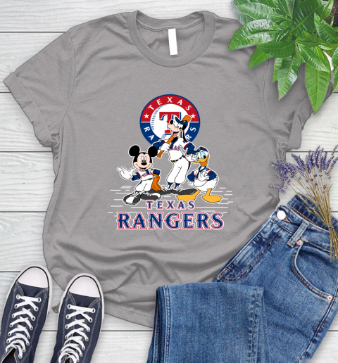 MLB Texas Rangers Mickey Mouse Donald Duck Goofy Baseball T Shirt Women's T-Shirt 5