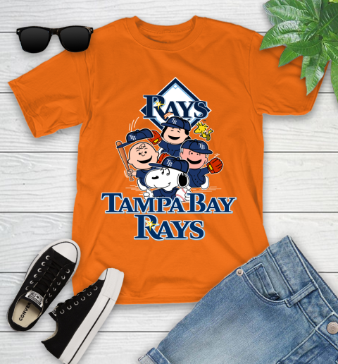 MLB Tampa Bay Rays Snoopy Charlie Brown Woodstock The Peanuts Movie Baseball T Shirt Youth T-Shirt 9