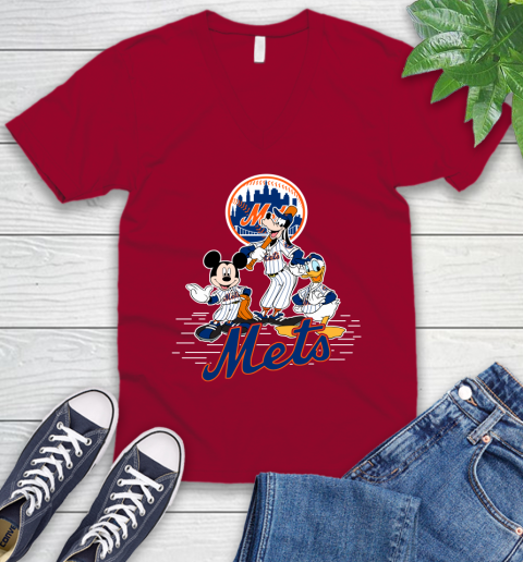 MLB New York Mets Mickey Mouse Donald Duck Goofy Baseball T Shirt V-Neck T-Shirt 7