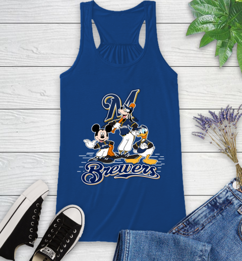 MLB Milwaukee Brewers Mickey Mouse Donald Duck Goofy Baseball T Shirt Racerback Tank 8