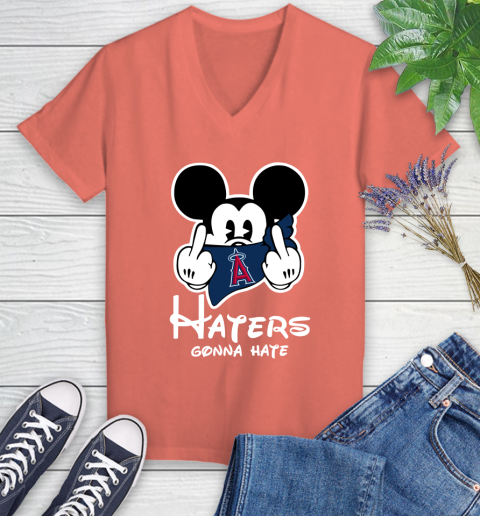 MLB Los Angeles Angels Haters Gonna Hate Mickey Mouse Disney Baseball T Shirt_000 Women's V-Neck T-Shirt 6