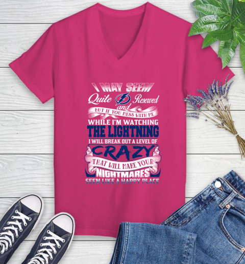 Tampa Bay Lightning NHL Hockey Don't Mess With Me While I'm Watching My Team Women's V-Neck T-Shirt 9